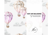 Hot air Balloons seamless pattern, a Pattern Graphic by Milatoo (Thumbnail 1 of 6)