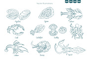 Seafood & Fish Vector Pack, an Animal Illustration by Ilia Design (Thumbnail 5 of 10)