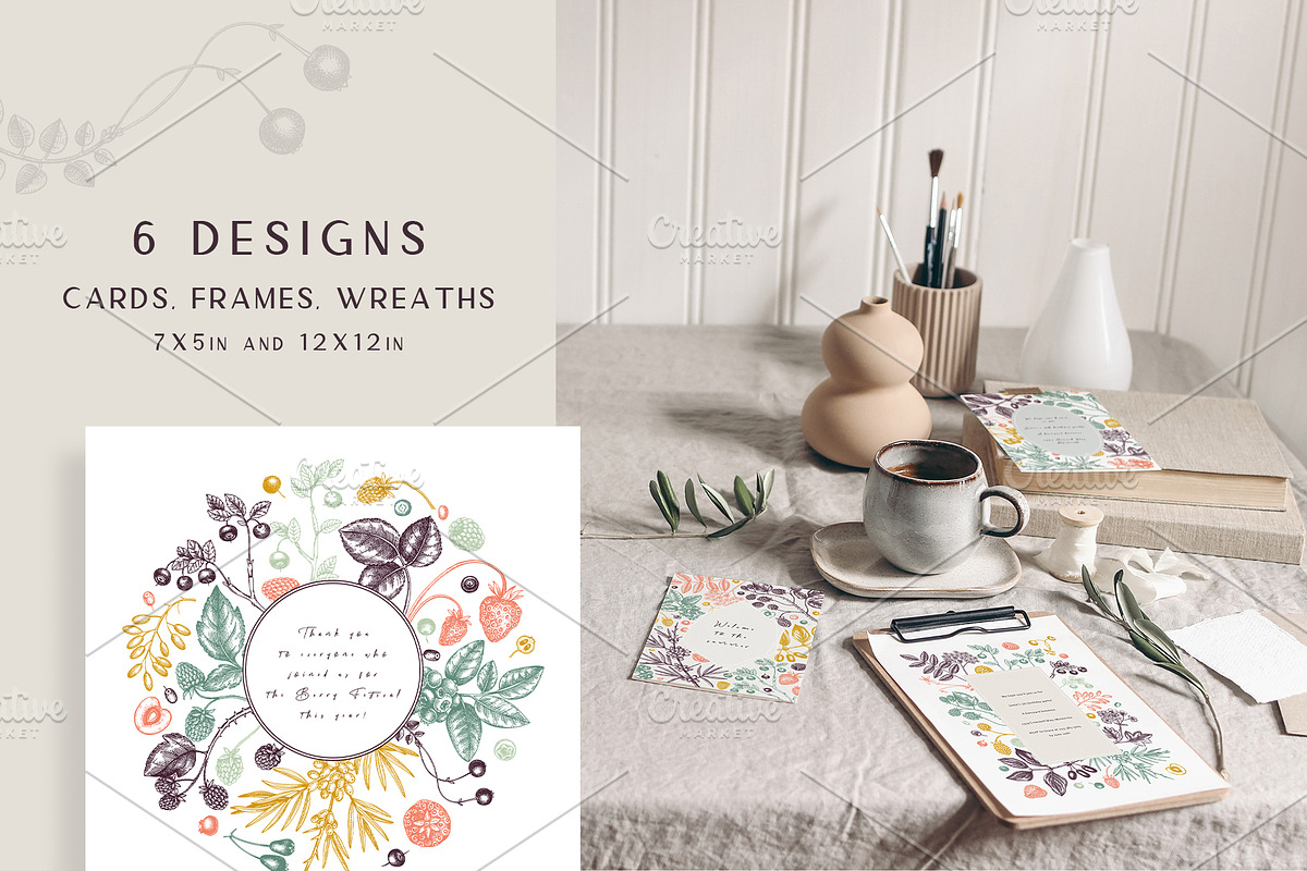 Berry Sketches. Berries Design Set, a Food Illustration by Yevheniia (Photo 5 of 8)