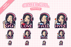 Gamer Girl Twitch Emotes Set