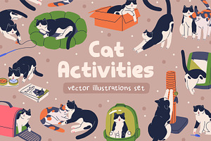 Cute Funny Cat Activities Set