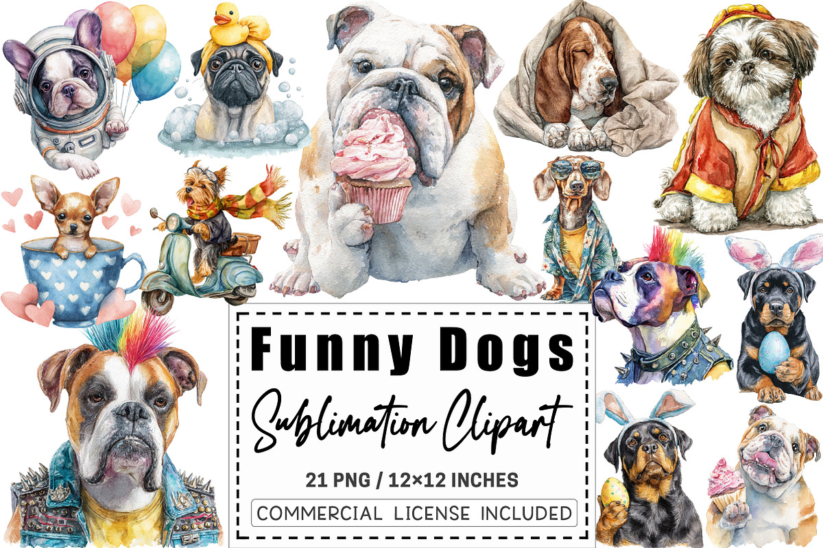 Quirky Funny Dogs Sublimation PNG, a Graphic by CitraGraphics (Photo 1 of 4)