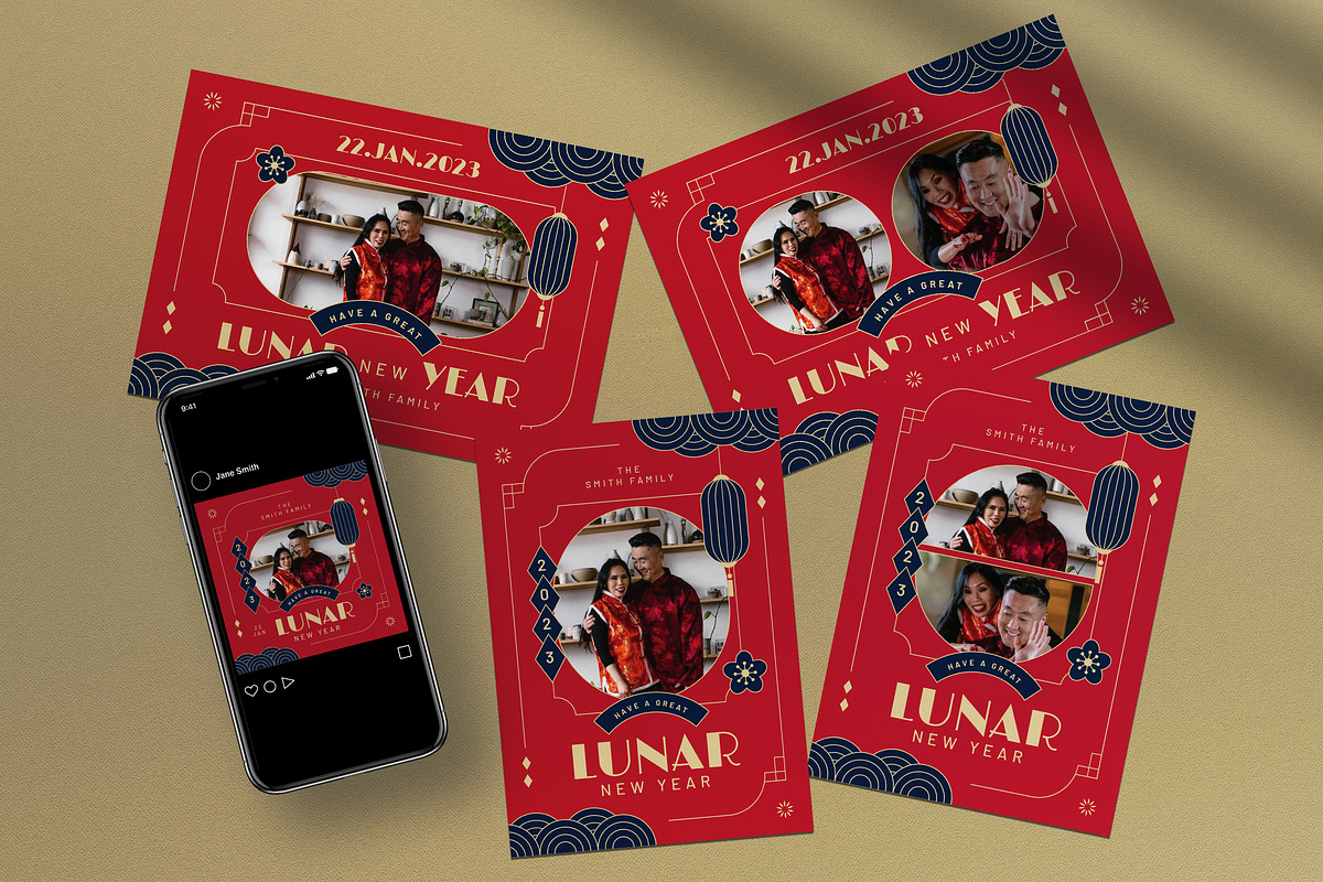 Lunar New Year Greeting Card, a Card Template by graphicook (Photo 1 of 4)