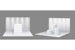 Set of white 3D showrooms with, an Object Illustration by art PVP - market