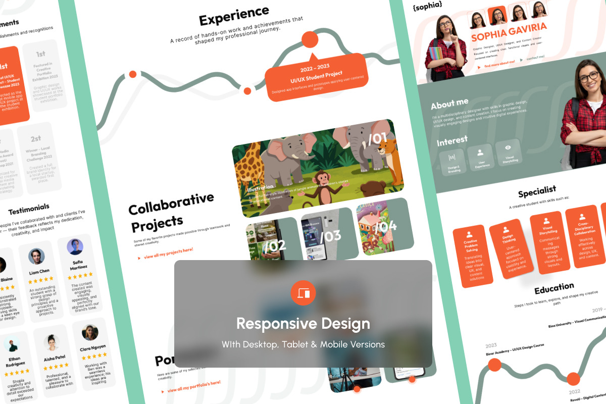 Sophia - Student Portfolio Landing, a Landing Page Template by productype1 (Photo 3 of 5)