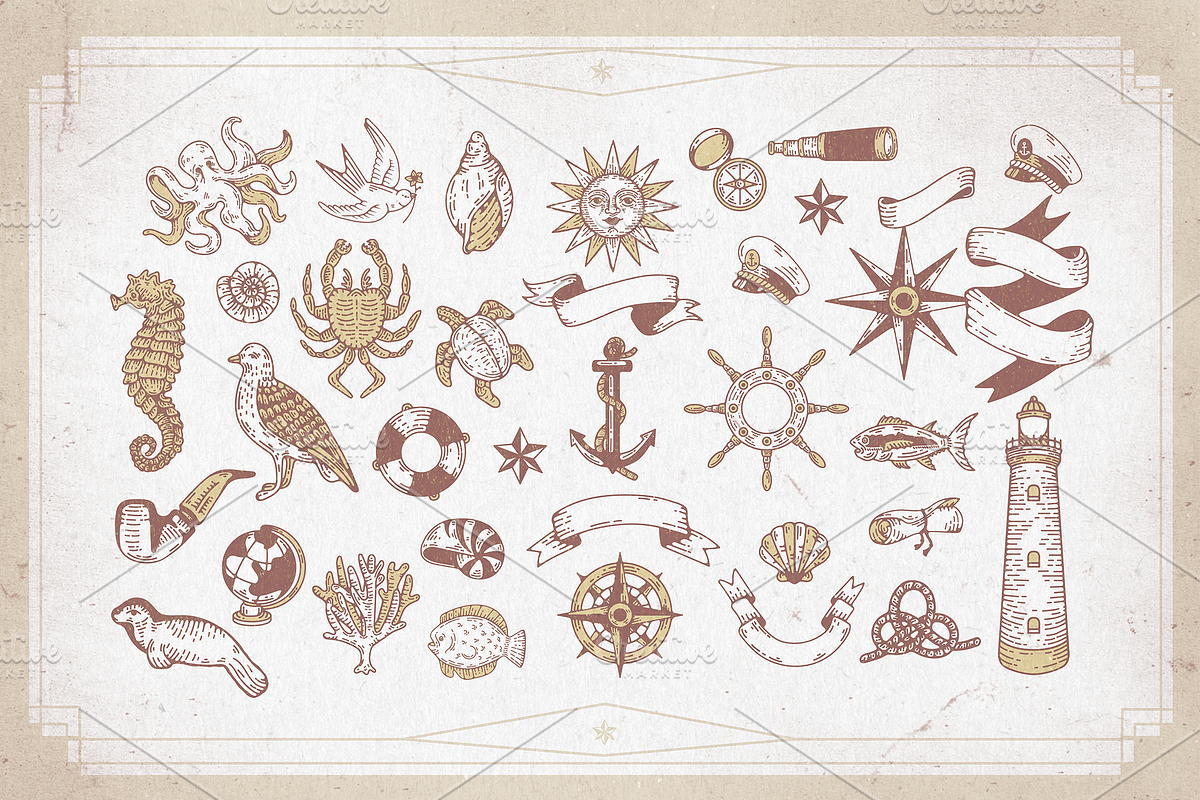 Nautical Vectors | Graphics Set, an Animal Illustration by GRPXSTORE (Photo 2 of 6)