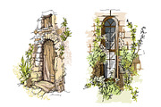 Set of Old Street landscapes, a Texture Illustration by Penndpaper (Thumbnail 2 of 5)