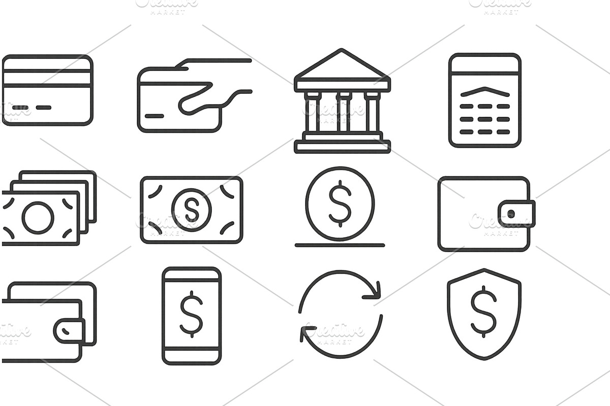 Financial icons illustrating banking, a Finance Illustration by ZinetroN