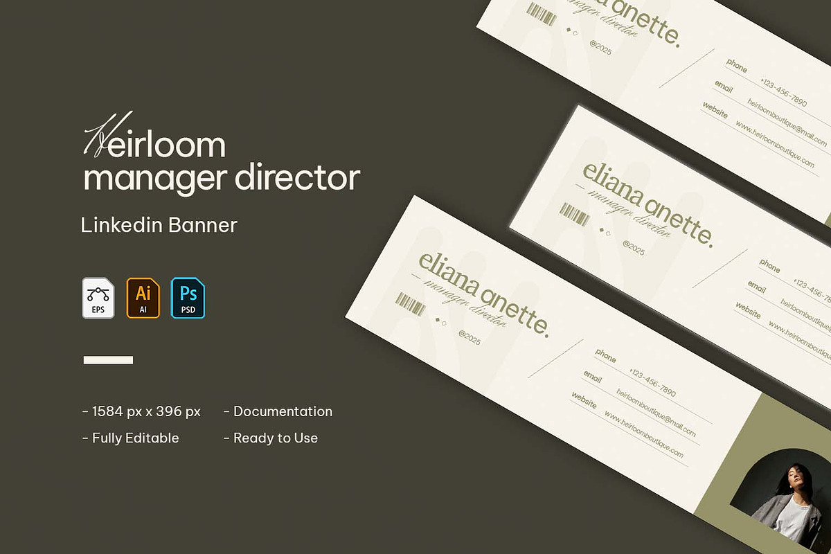 Heirloom Manager - LinkedIn Banner, a Social Media Template by VUNIRA (Photo 1 of 3)