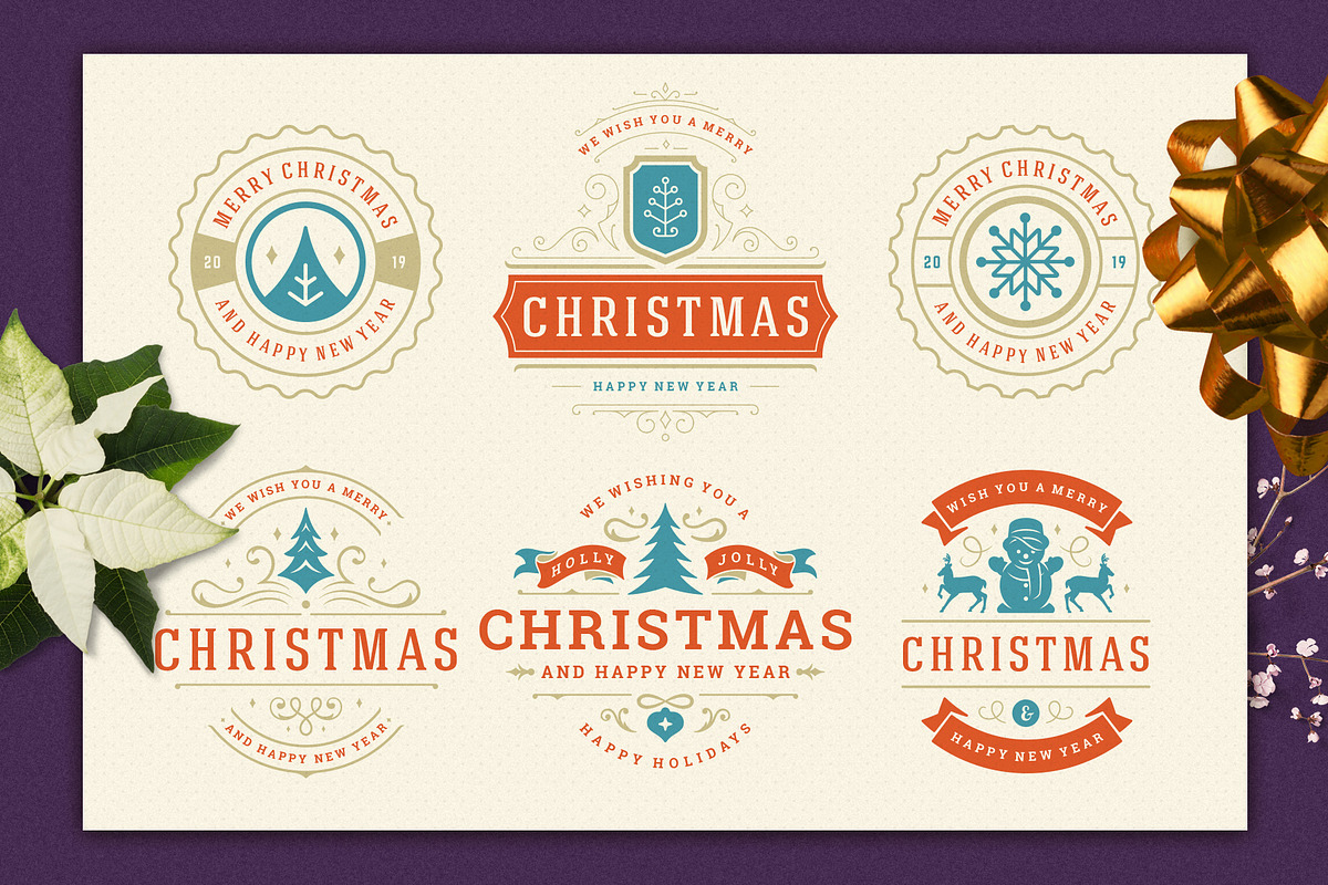 Christmas Retro Design Bundle, a Poster Template by Vasya Kobelev (Photo 5 of 11)
