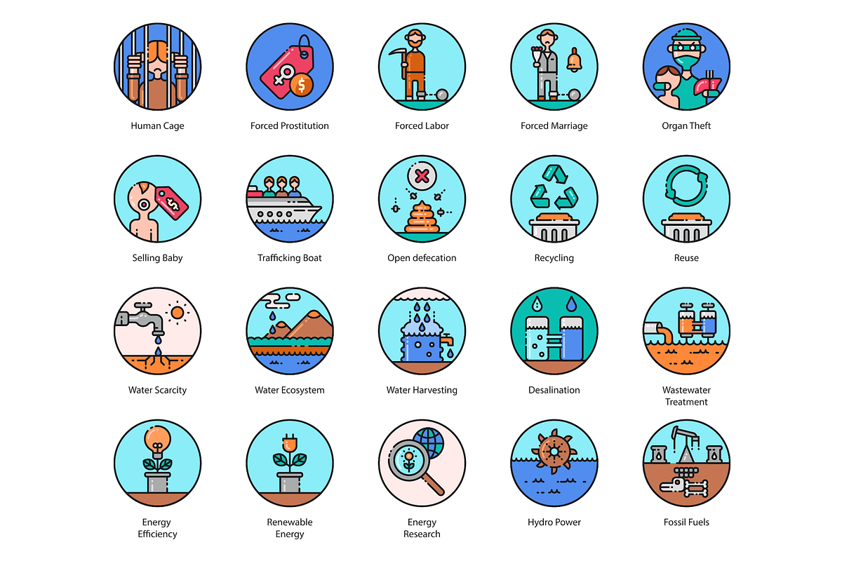 136 Sustainable Development Icons, an Icon by Flat Icons