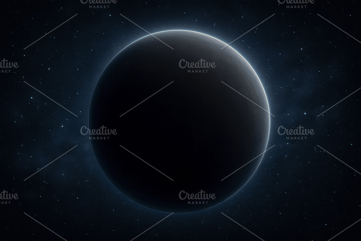 Dark mysterious planet in deep space, an Illustration by professorinc