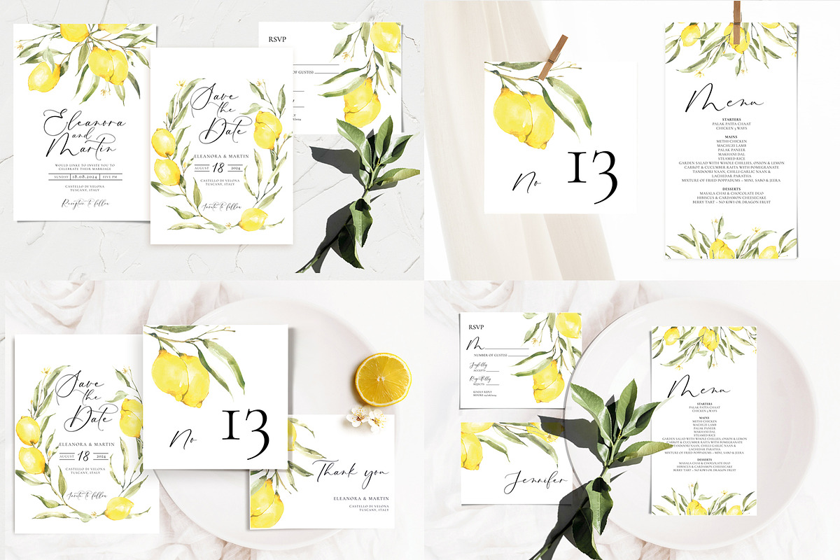 Lemon Watercolor Wedding Set, an Invitation Template by Artberriez (Photo 5 of 5)