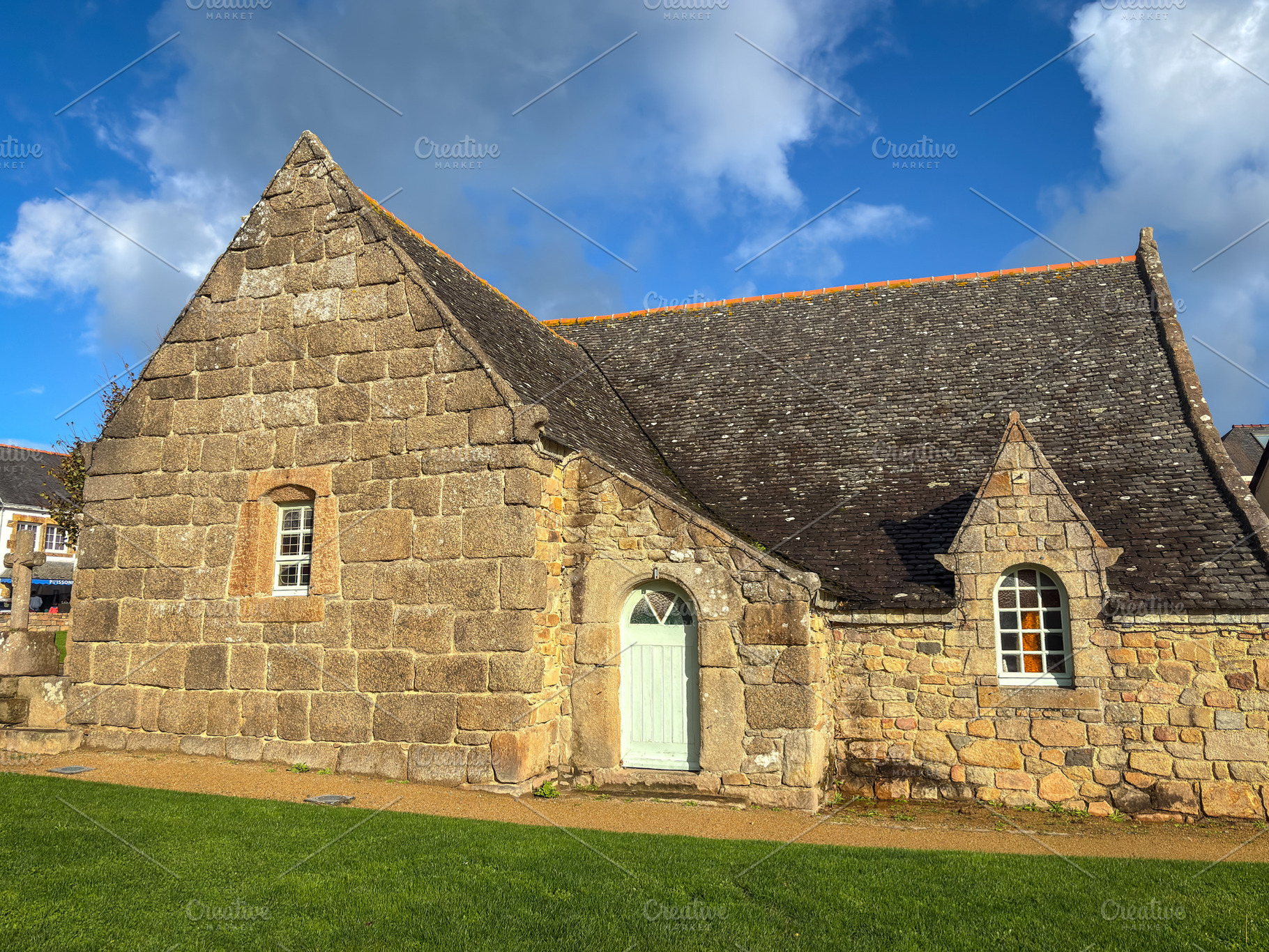Sainte Anne chapel built of granite in Tregastel Brittany France, an Architecture Photo by GoodGoods