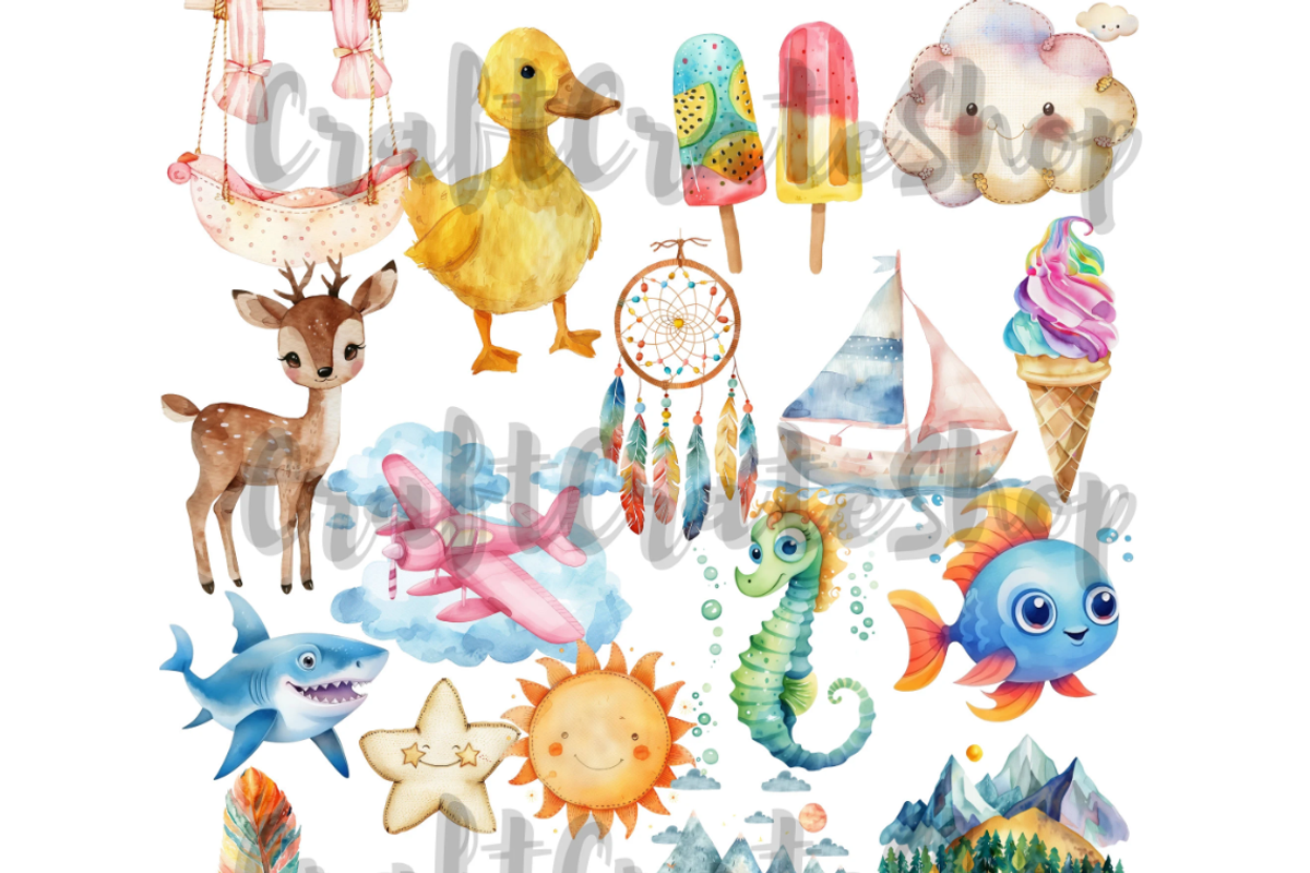 Watercolor Boho Baby Clipart, an Illustration by CraftCrateShop (Photo 3 of 7)