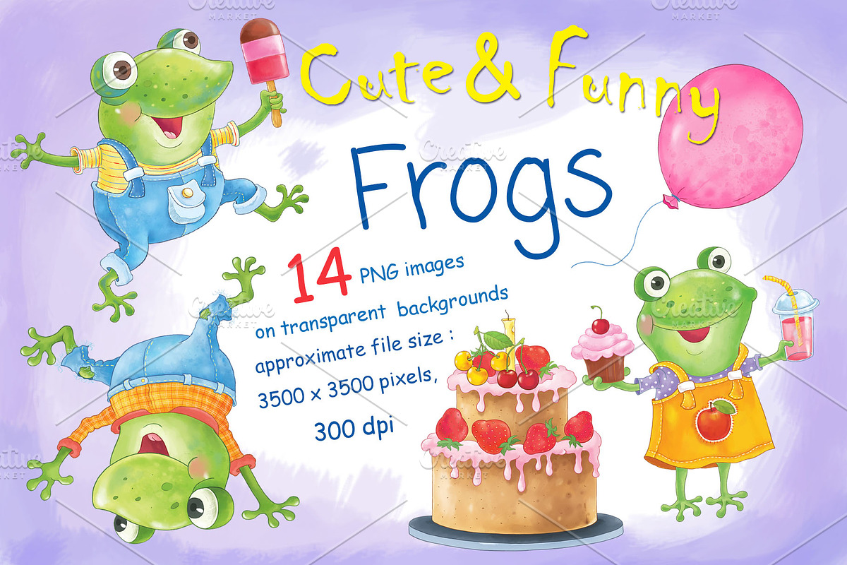 Cute and funny frogs having a party, an Illustration by Haso (Photo 1 of 5)