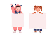 Happy cute children with banners set, a Person Illustration by Good Studio (Thumbnail 4 of 6)