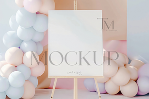 3x4 Easel Mockup Balloon Welcome