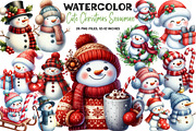 Cute Christmas Snowman Clipart, an Illustration by DreamArtGraphic (Thumbnail 1 of 5)