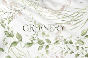 Light green, Greenery watercolor