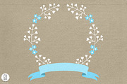 Floral wreaths laurels ribbons blue, an Illustration by GrafikBoutique (Thumbnail 2 of 3)