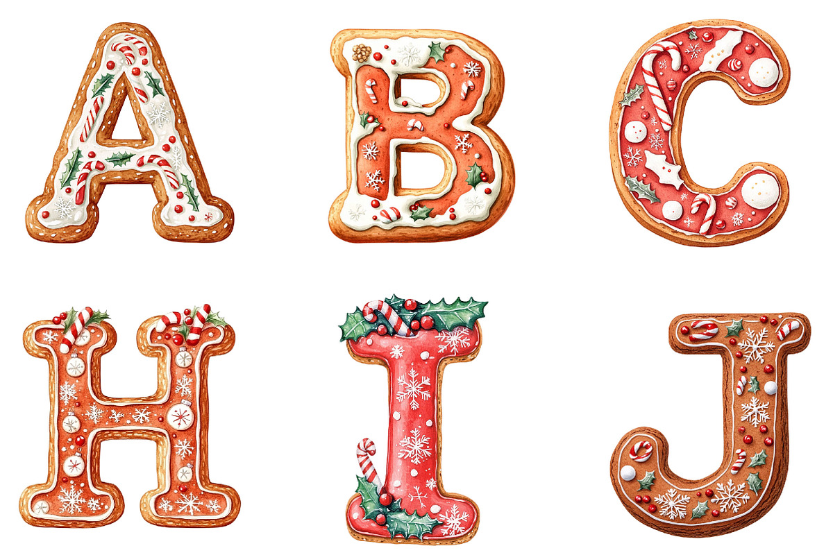 Christmas Alphabet Letters Clipart, a Seasonal Illustration by Designking (Photo 2 of 4)