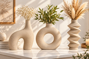 Modern Organic Vase Collection STL, a Scene 3D Model by Layerology