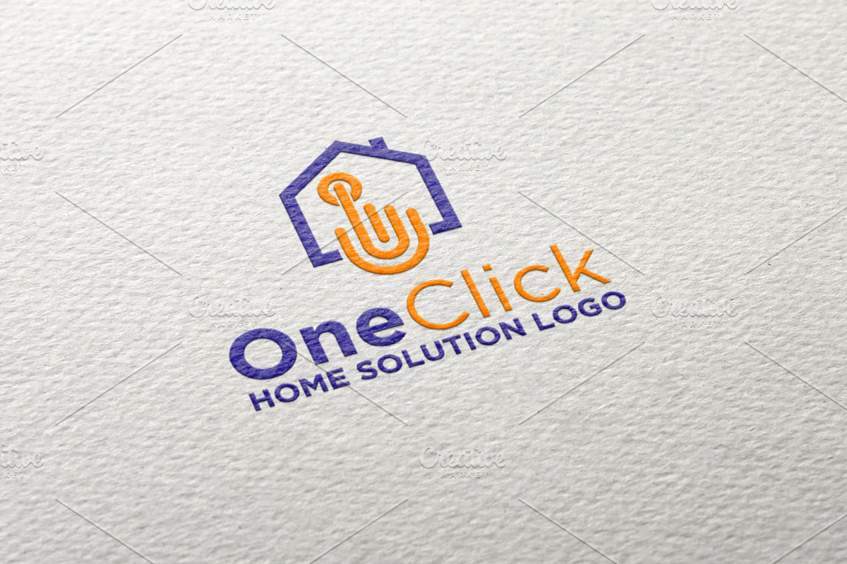 One Click Home Solution Logo, a Branding & Logo Template by REDVY CREATIVE