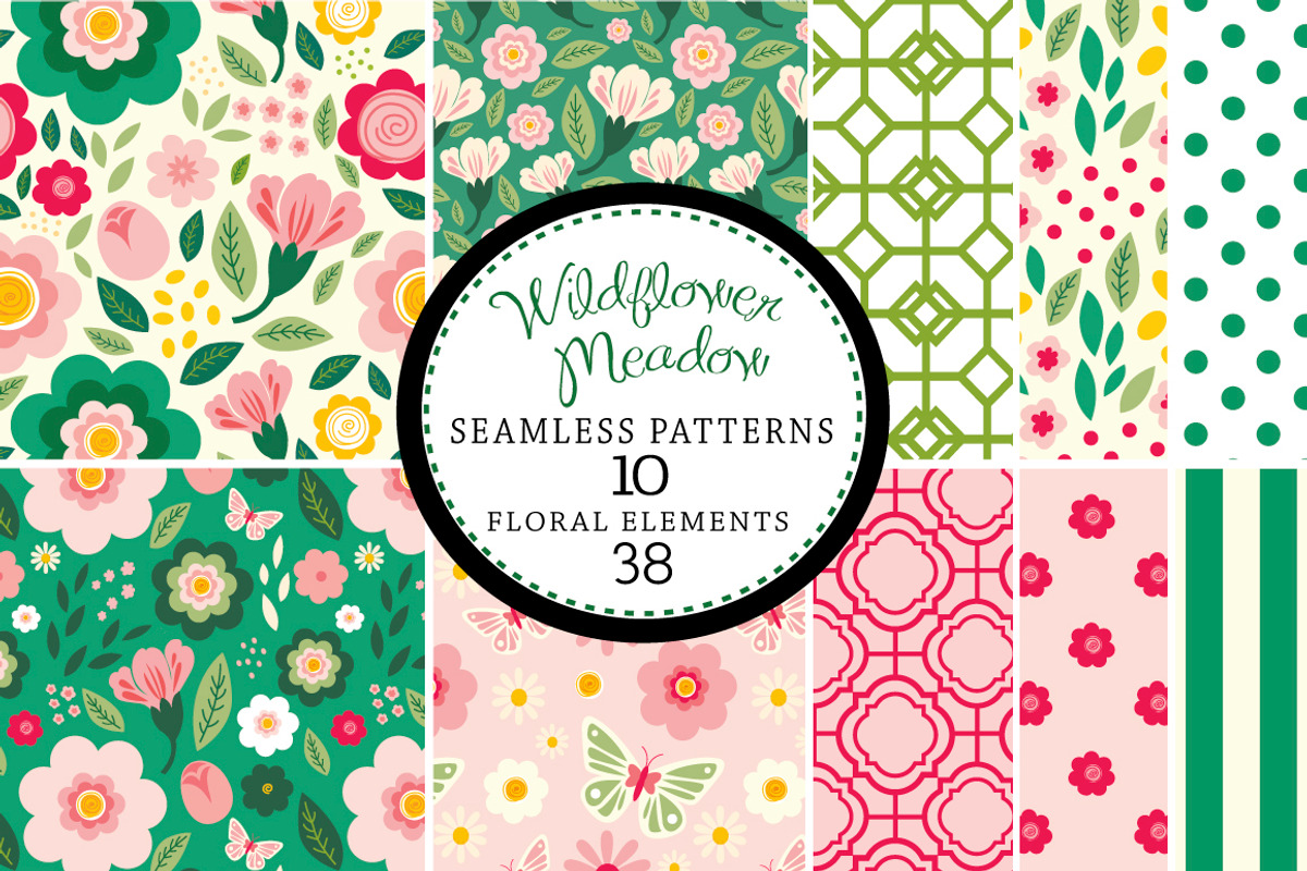 Wildflowers Seamless Patterns, a Pattern Graphic by Clover & Lilly (Photo 2 of 7)