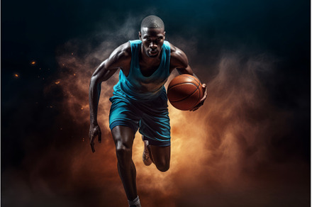 Basketball player running over fire, a Sports & Recreation Photo by Ylivdesign
