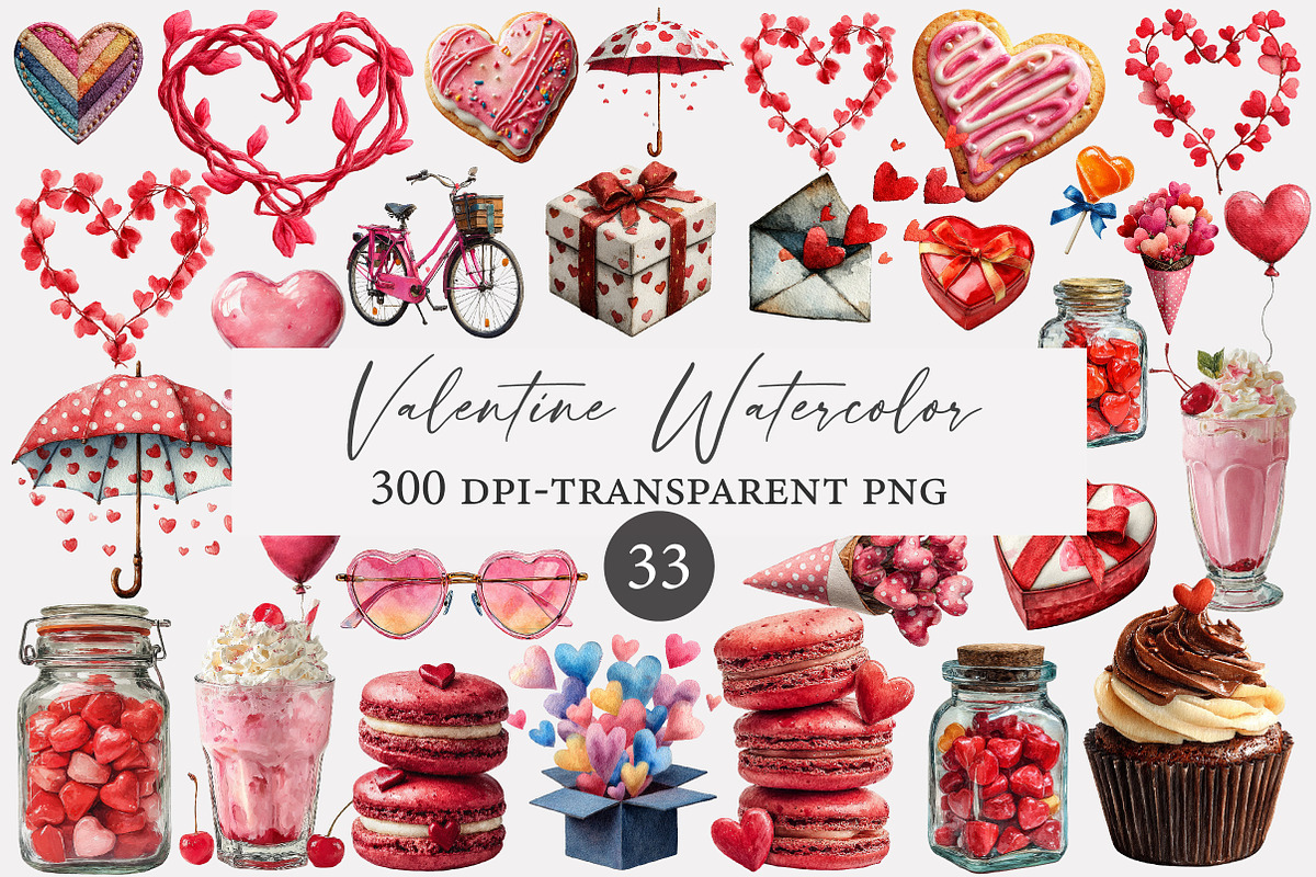 Valentine Watercolor Clipart, an Illustration by Designworld (Photo 1 of 4)
