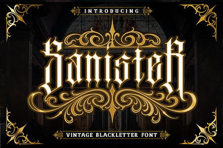 Sanister Modern Blackletter Font, a Blackletter Font by dansdesign