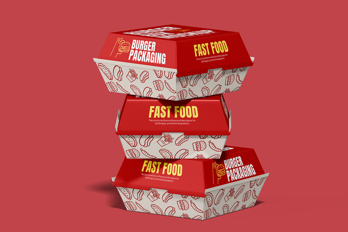 Burger Box Packaging Mockup, a Packaging Mockup by Permadi Creative (Photo 4 of 5)