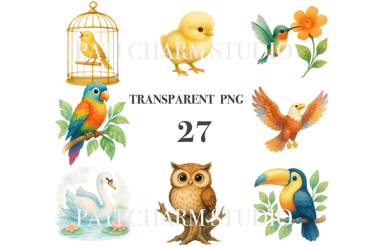 27 Bird Clipart, an Animal Illustration by Pati Charm Studio (Photo 3 of 8)