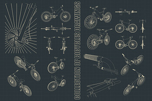 Bicycles drawings Set