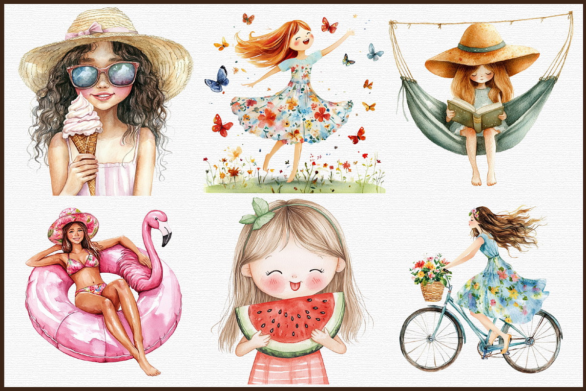 Whimsical Quirky Summer Day Girl Cli, an Illustration by Sublimation Artist (Photo 3 of 6)