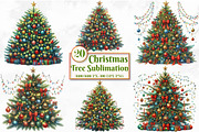 Christmas  Tree Sublimation Clipart, a Work Illustration by Craft Nest (Thumbnail 1 of 5)