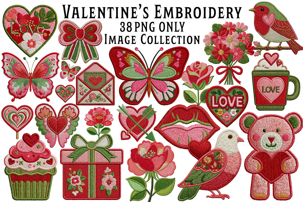Valentine's Embroidery Clipart, an Illustration by Dream Creation (Photo 1 of 7)