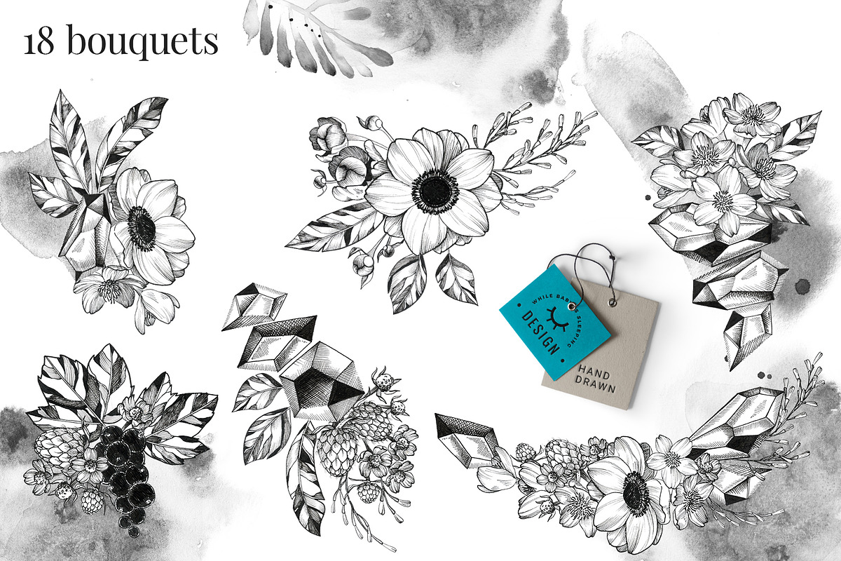 Black Ink Flowers and Watercolor, an Illustration by WBS Design (Photo 7 of 26)