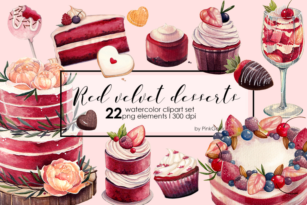 RED VELVET DESSERTS, a Graphic by AJDA ART (Photo 1 of 4)