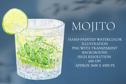 Mojito Watercolor Cocktail, a Food Illustration by Olexandra Mur (Thumbnail 1 of 6)
