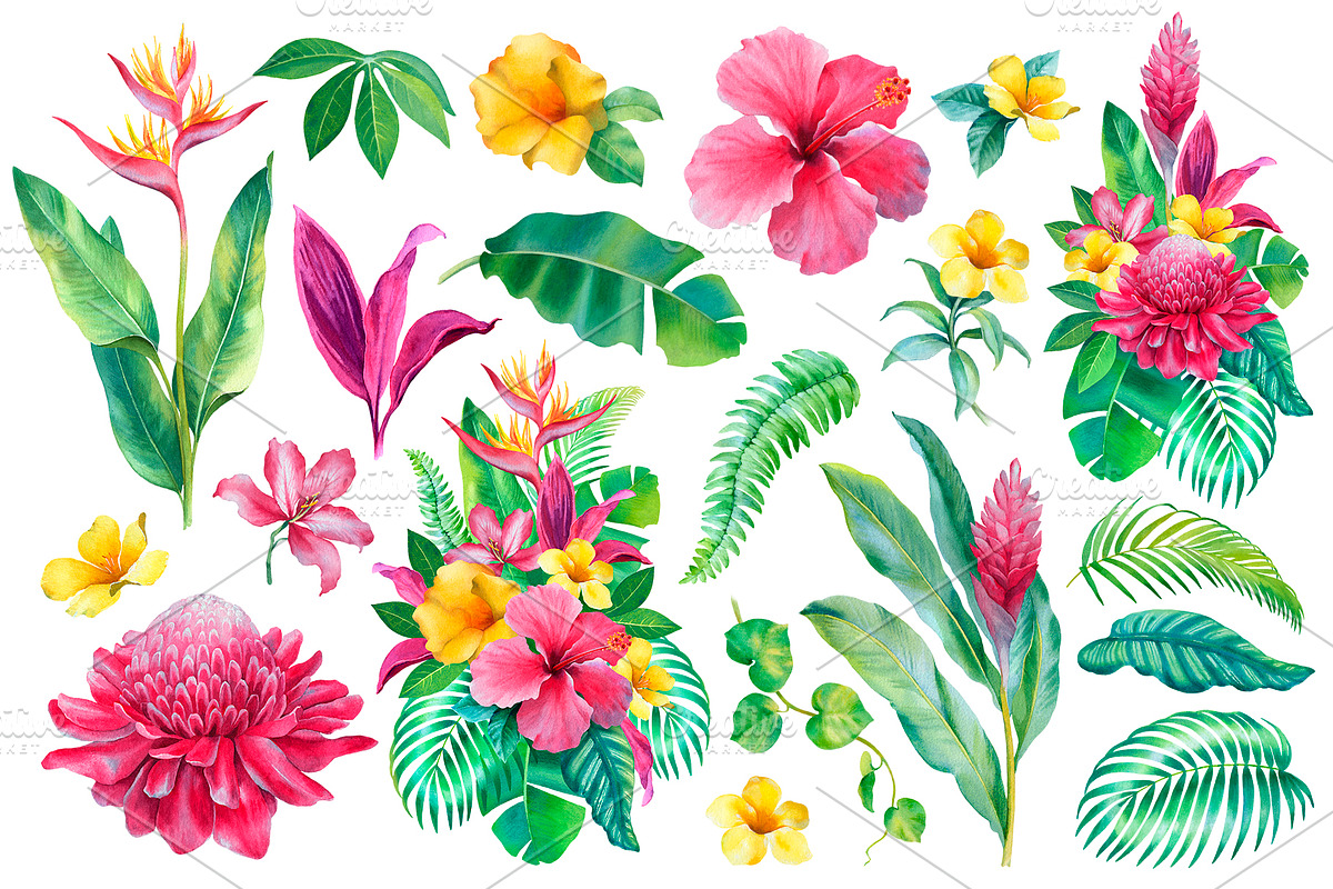 Tropical flora, a Texture Illustration by Sundra (Photo 3 of 15)