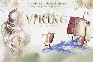 Watercolor Viking Clipart Set