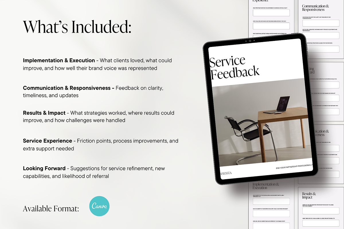 Service Feedback Questionnaire Template for Social Media Managers | Editable Offboarding Form preview 2