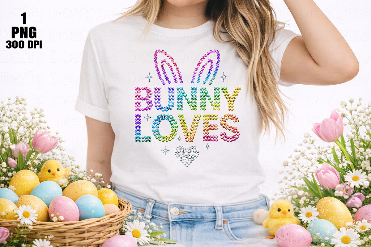 Rhinestone Bunny Love PNG, an Illustration by Daily.Designs (Photo 5 of 5)