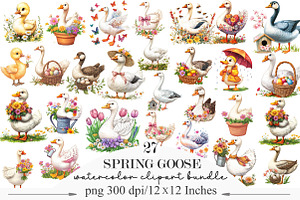 Spring Goose Clipart PNG, an Illustration by Designking