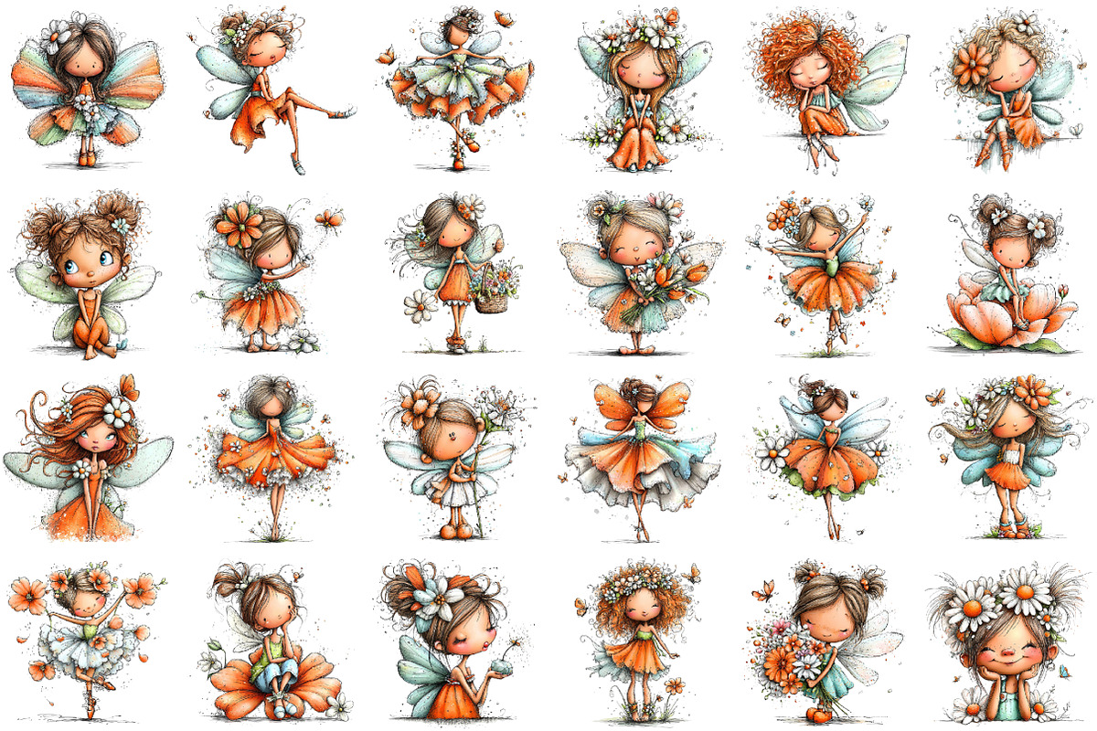 Whimsical Spring Fairy Clipart, an Illustration by designcity5 (Photo 2 of 5)