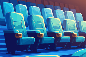 Rows of empty cinema seats, movie, an Object Illustration by LadadikArt