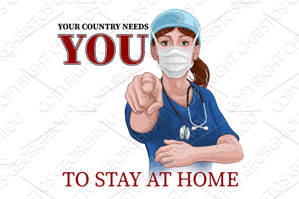 Doctor Nurse Woman Needs You Stay At, an Illustration by Christos Georghiou