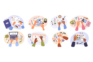 Hands making notes. Arms holding, an Object Illustration by Vectorbuum